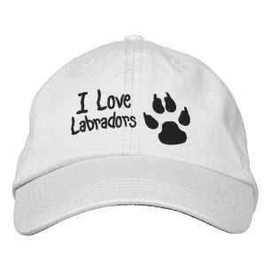 I Love Labradors Dog Paw Print Embroidered Baseball Cap