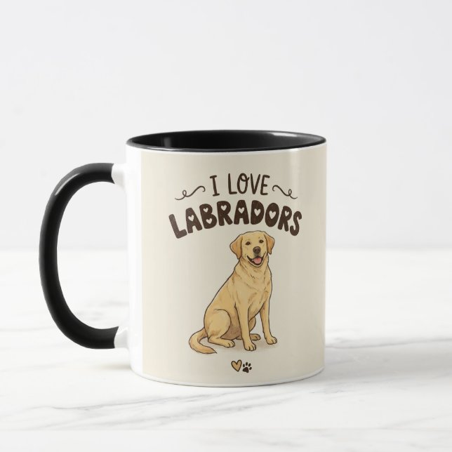 I Love Labradors Mug – Hand-Drawn Illustration (Left)
