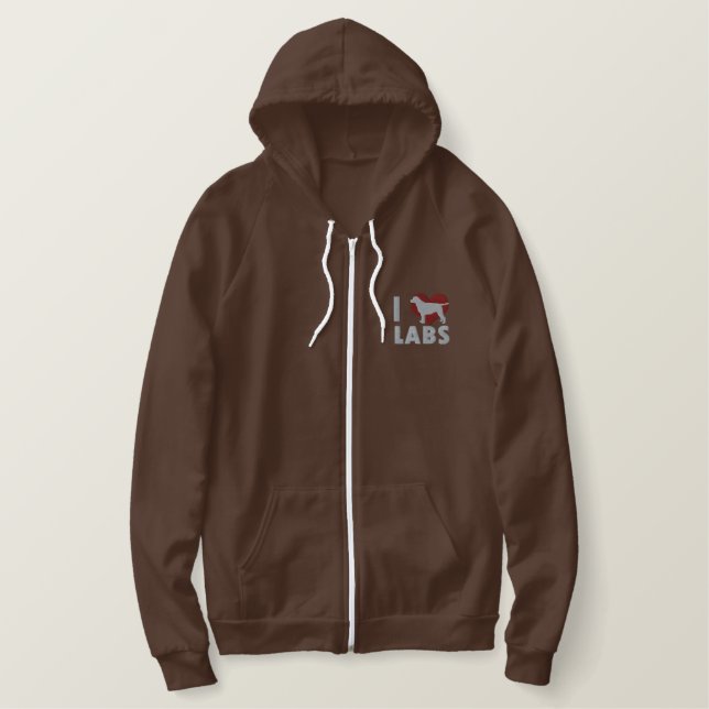 I Love Labs Embroidered Shirt (Hoodie) (Design Front)
