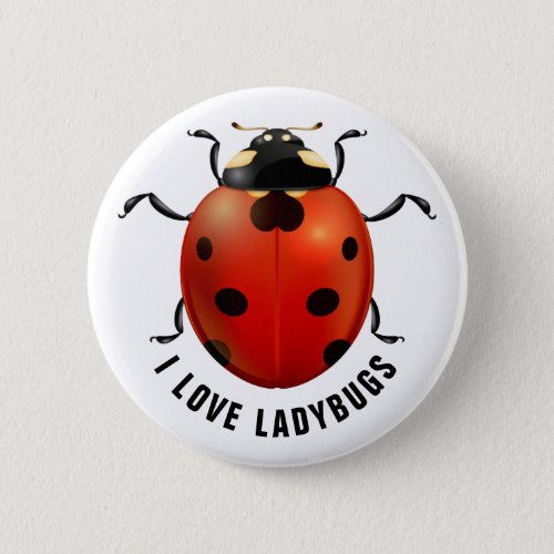 I Love Ladybugs Button
