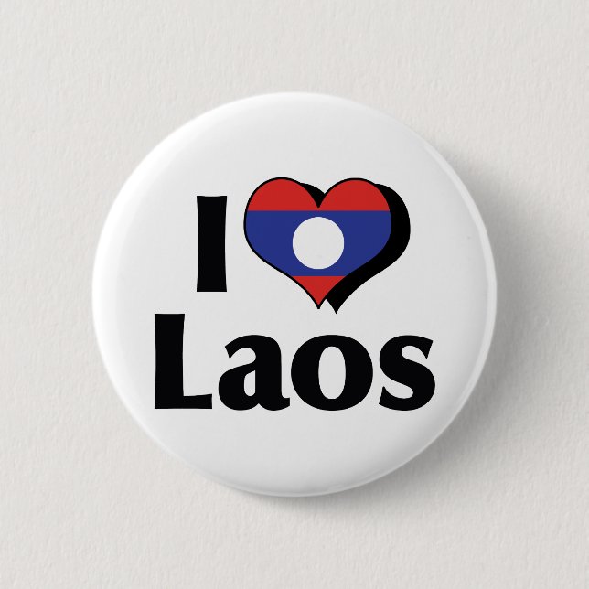 I Love Laos Flag Pinback Button (Front)