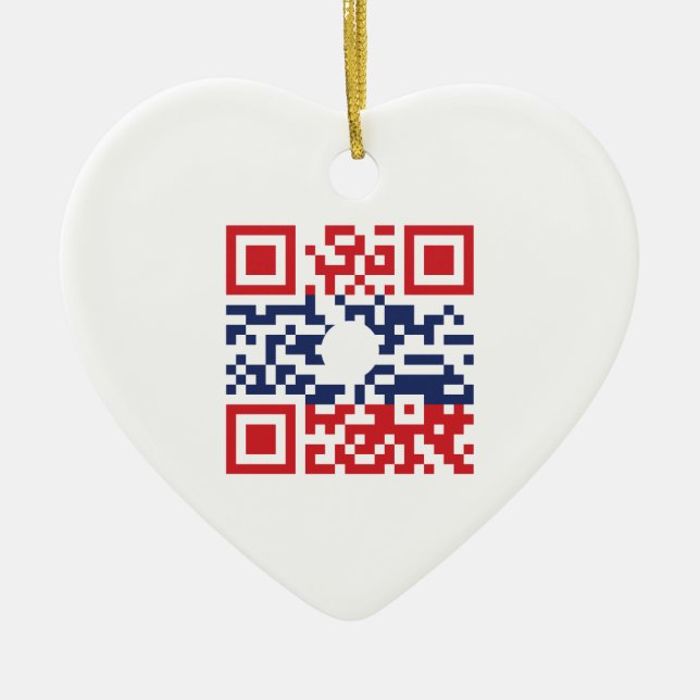 I Love Laos (Khoy Huk Lao) Flag QR Code | Lao Geek Ceramic Ornament (Front)
