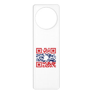 I Love Laos (Khoy Huk Lao) Flag QR Code Lao Geek Door Hanger
