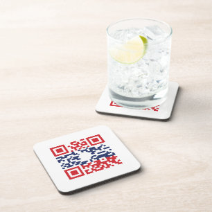 I Love Laos (Khoy Huk Lao) Flag QR Code Lao Geek Drink Coaster