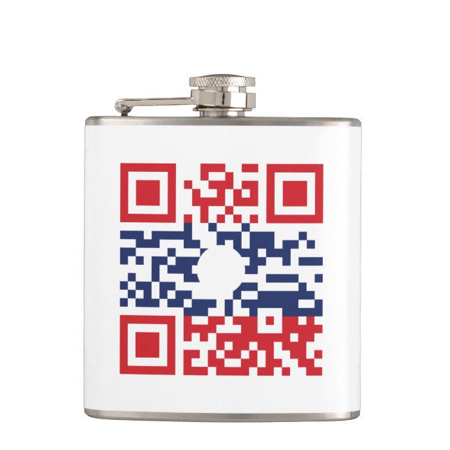 I Love Laos (Khoy Huk Lao) Flag QR Code | Lao Geek Hip Flask (Front)