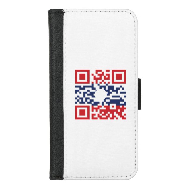 I Love Laos (Khoy Huk Lao) Flag QR Code | Lao Geek iPhone Wallet Case (Front)