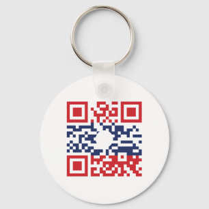 I Love Laos (Khoy Huk Lao) Flag QR Code   Lao Geek Keychain