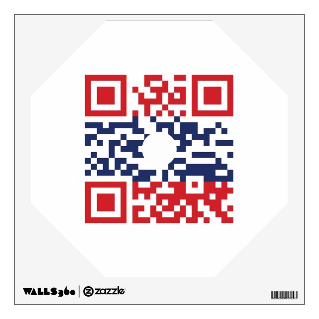 I Love Laos (Khoy Huk Lao) Flag QR Code | Lao Geek Wall Decal (Front)