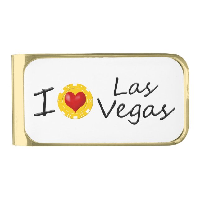 I Love Las Vegas!  Gold Finish Money Clip (Front)