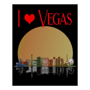 I Love Las Vegas Skyline Sunrise Souvenir Poster