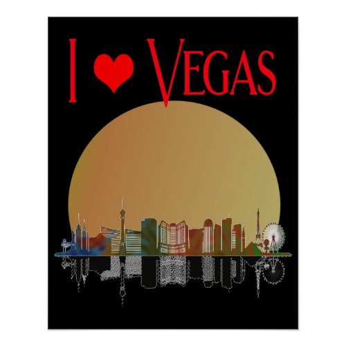 I Love Las Vegas Skyline Sunrise Souvenir Poster