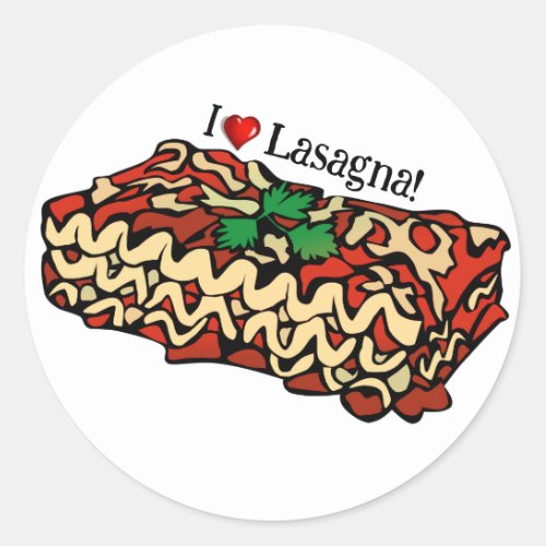 I Love Lasagna Classic Round Sticker