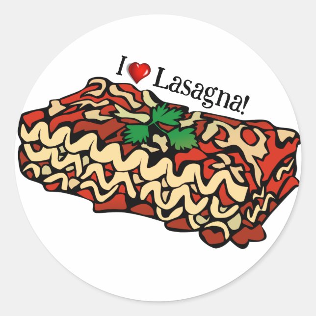 I Love Lasagna Classic Round Sticker (Front)