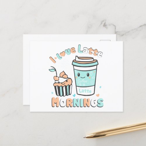 I Love Latte Mornings Announcement Postcard