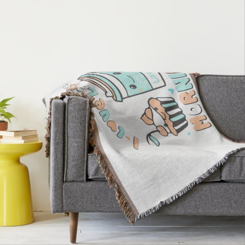 I Love Latte Mornings Throw Blanket