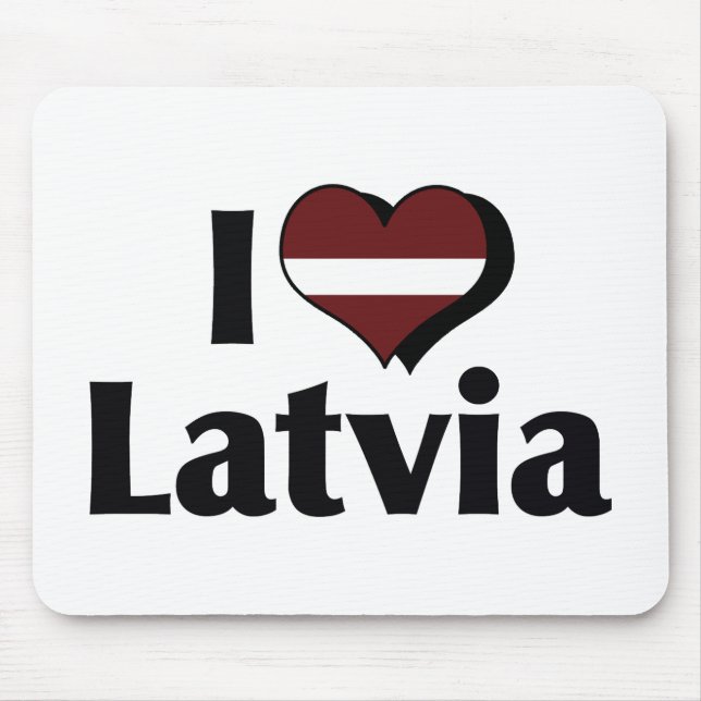 I Love Latvia Flag Mouse Pad (Front)