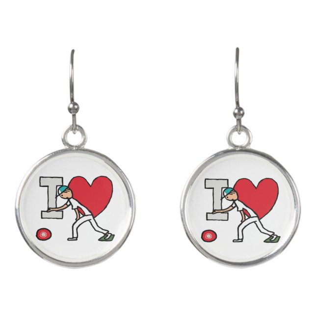 I Love Lawn Bowls Earrings (Front)