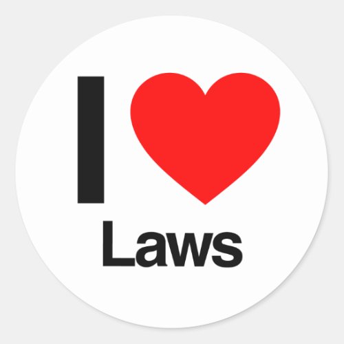 i love laws classic round sticker