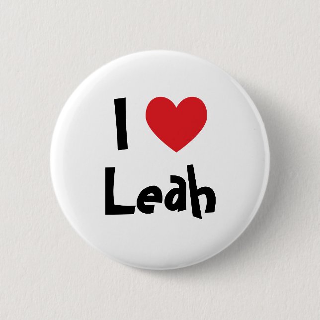 I Love Leah Pinback Button (Front)