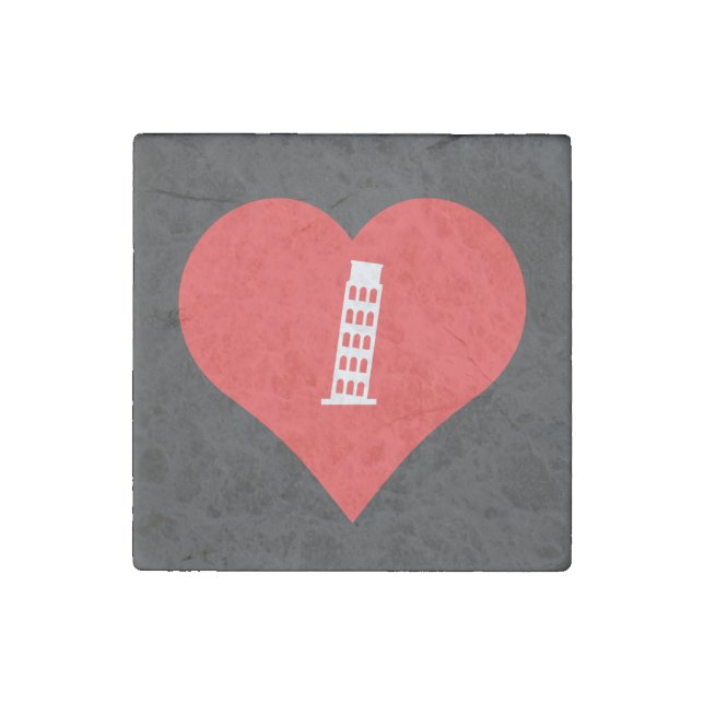 I Love Leaning Tower Of Pisa Icon Stone Magnet (Front)