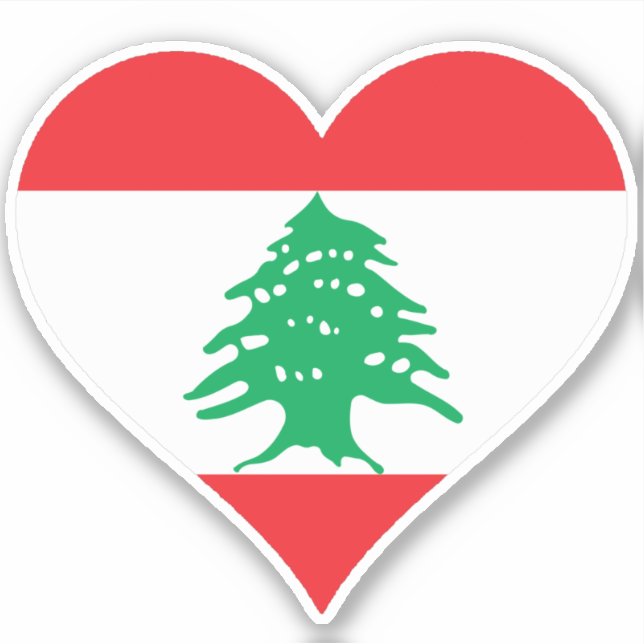 I Love Lebanon Flag Sticker (Front)