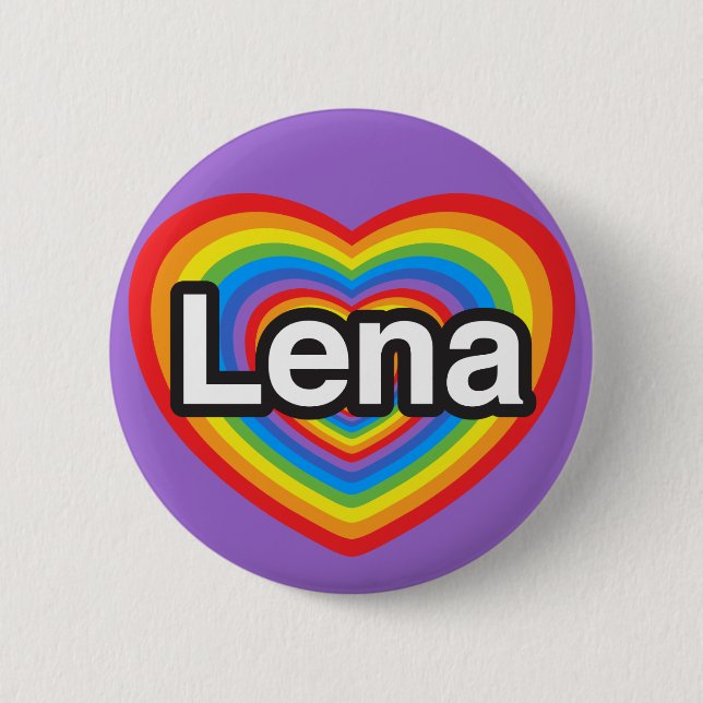 I love Lena. I love you Lena. Heart Button (Front)