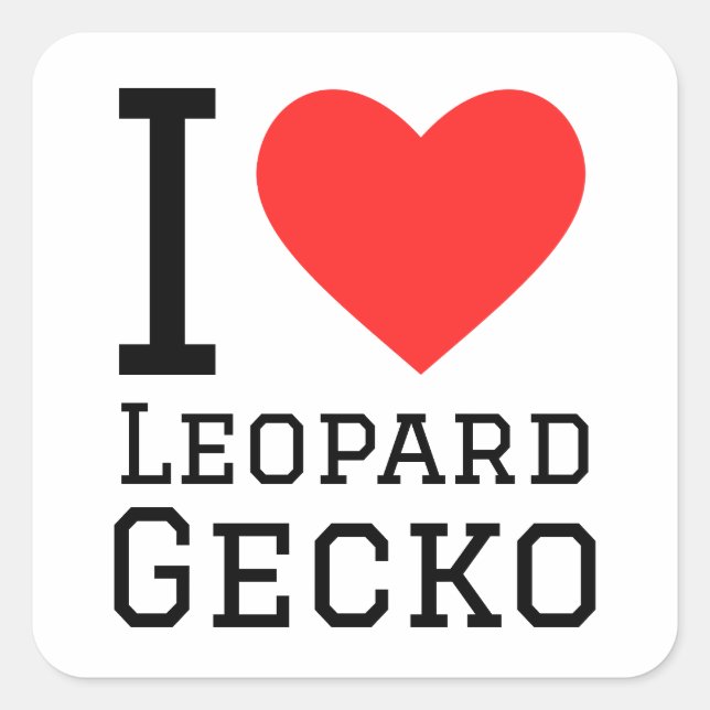 I love leopard gecko square sticker (Front)