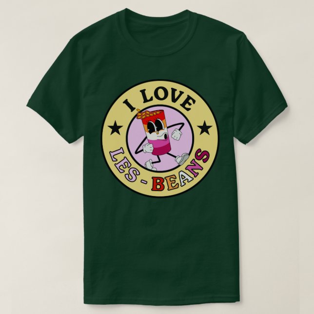 I Love LesBeans Funny Lesbian Pun T-Shirt (Design Front)