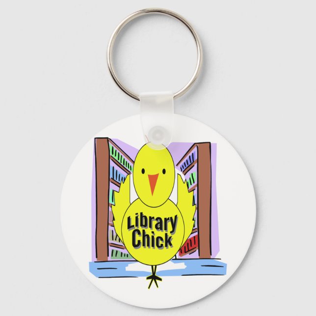 I Love Library Chicks Keychain (Front)