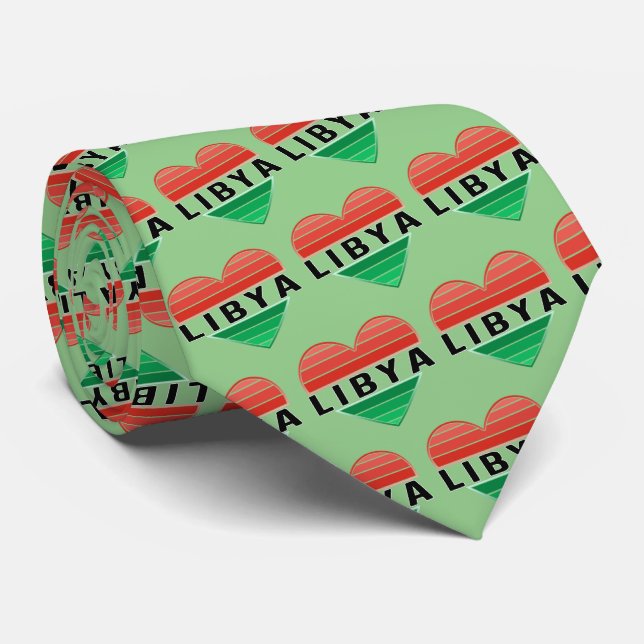 I Love Libya, Libyan Heart Neck Tie (Rolled)