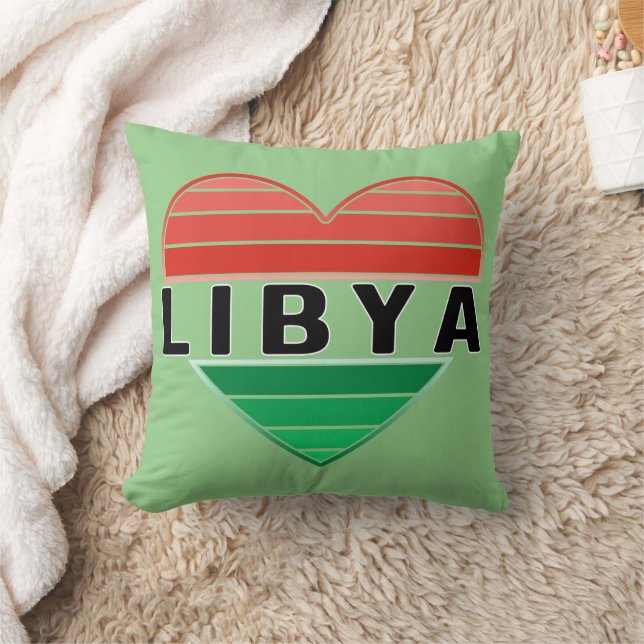 I Love Libya, Libyan Heart Throw Pillow (Blanket)