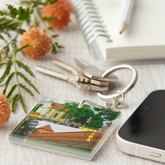 I Love Lida Belarus Architecture Castle Keychain (Front Right)