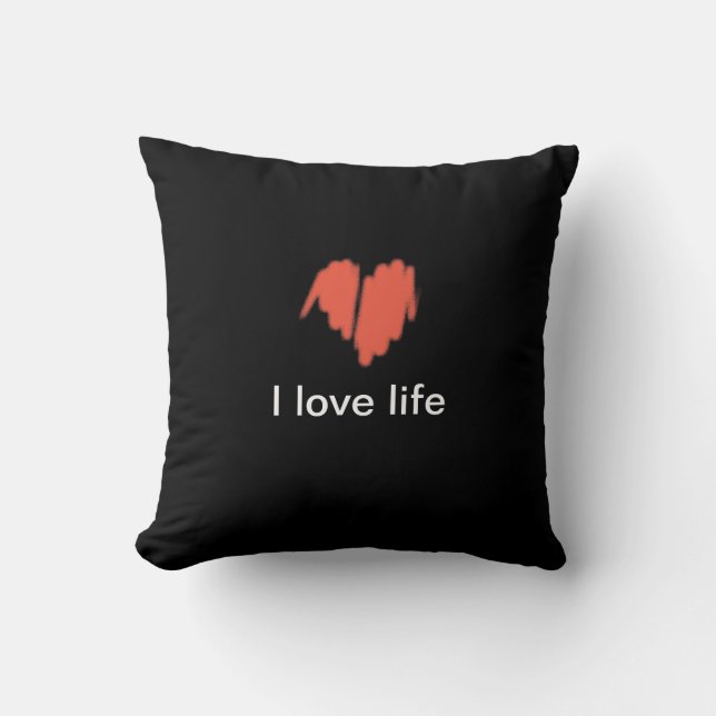 I love life Red Graffiti Sprayed Heart Image Throw Pillow (Front)