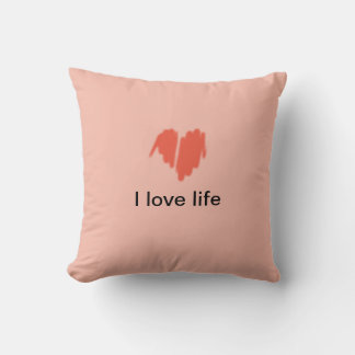 I love life Red Graffiti Sprayed Heart Image Throw Pillow