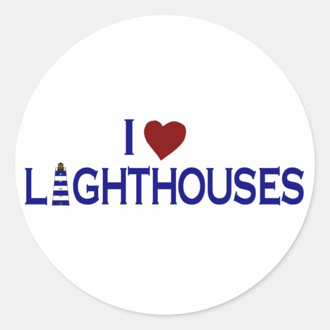 I Love Lighthouses Classic Round Sticker (Front)