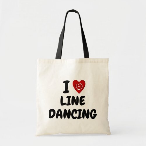 I Love Line Dancing I Heart w Swirl Line Dance Tote Bag