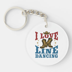 I Love Line Dancing Keychain