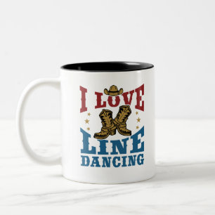 I Love Line Dancing Two-Tone Coffee Mug