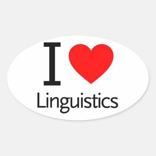 I Love Linguistics Oval Sticker