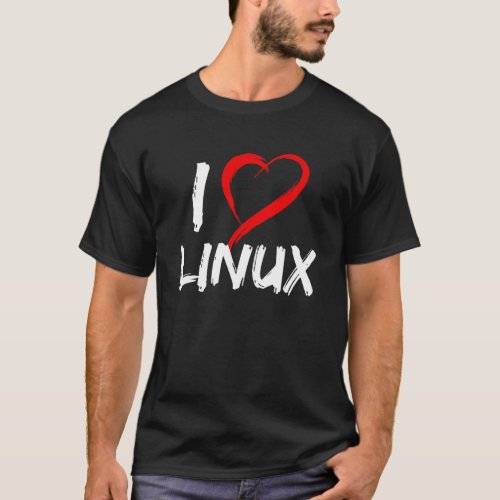 I Love Linux with Heart Penguin Tux Open Source Os T_Shirt