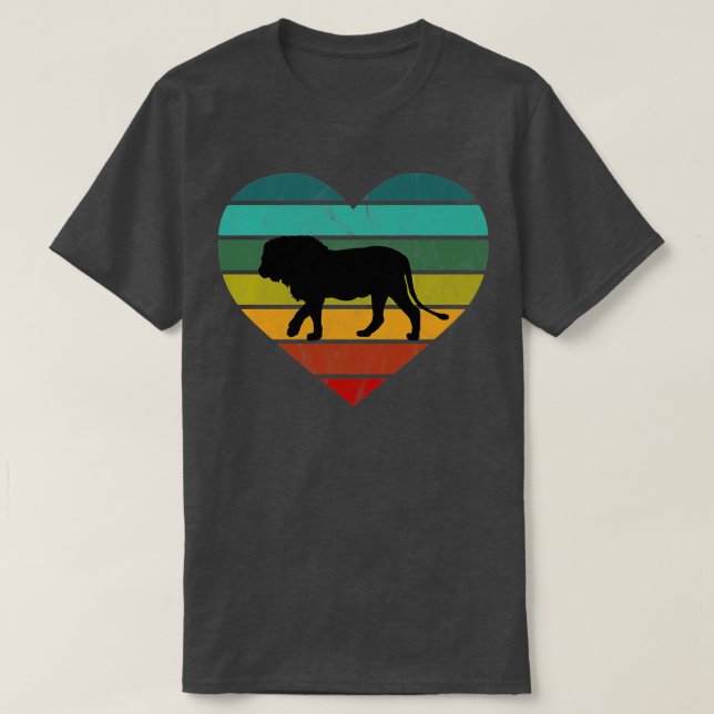 I Love Lion Retro Heart T-Shirt (Design Front)