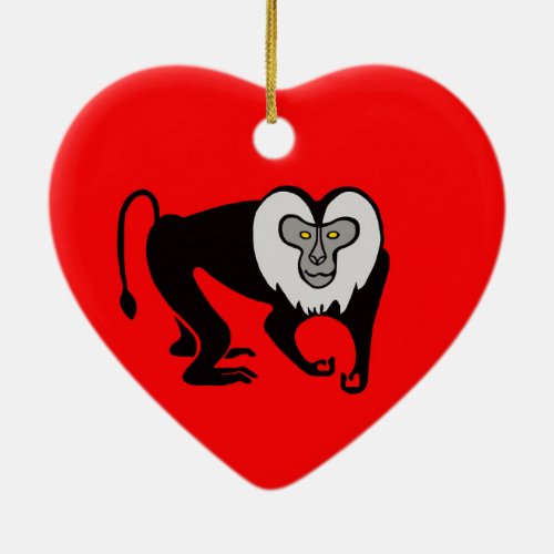 I love Lion_tailed MACAQUE _ Wildlife _Monkey _red Ceramic Ornament