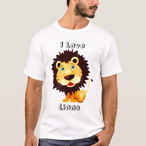 I Love Lions_Diamonds Texture Pattern T_Shirt