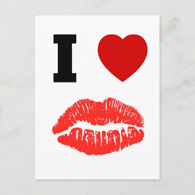 I Love Lips Kisses Postcard (Front)