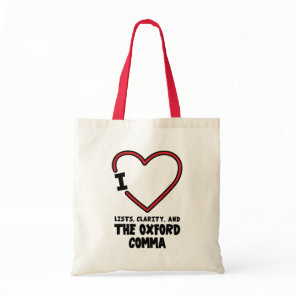 I Love Lists Clarity Oxford Comma English Grammar Tote Bag