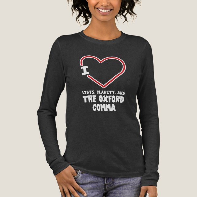 I Love Lists Clarity Oxford Comma English Grammar Tri-Blend Shirt (Front)