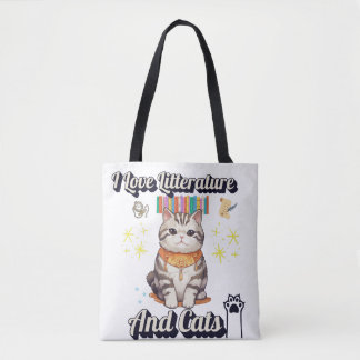 I Love Literature and Cats" Togs Design Tote Bag