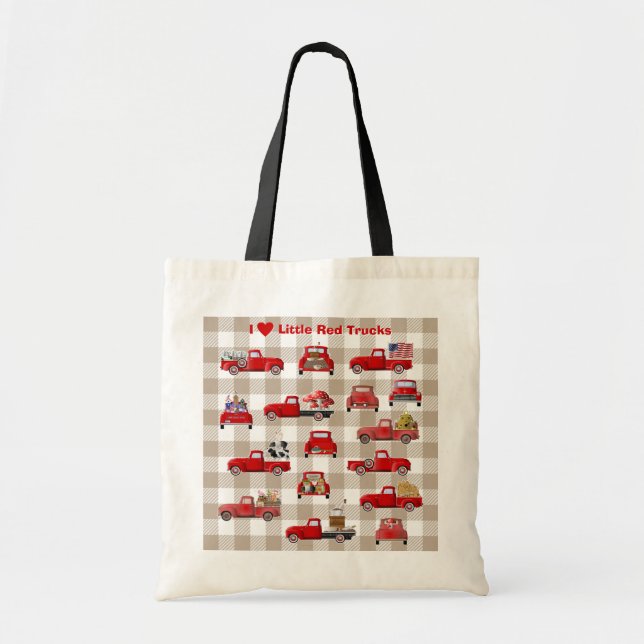 I Love Little Red Trucks Tote Bag (Front)