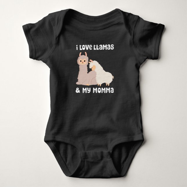 I Love Llamas And My Momma Mom Mama Mother Mum Son Baby Bodysuit (Front)