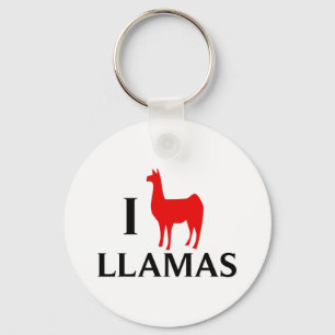 I Love Llamas Keychain